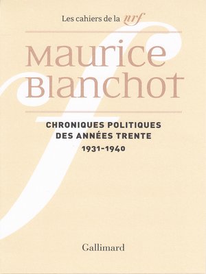 cover image of Chroniques politiques des années trente (1931-1940)